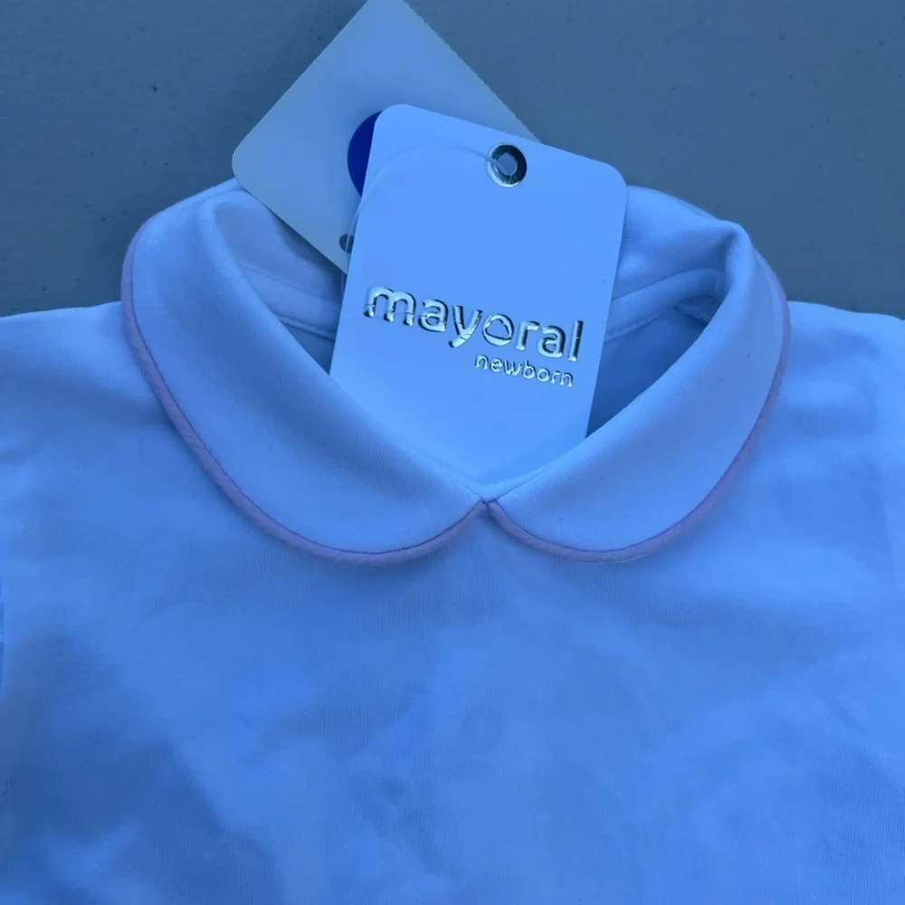 Mayoral Pink and White Nightgown Pajamas NWT Color White 12 Months Newborn Onsie